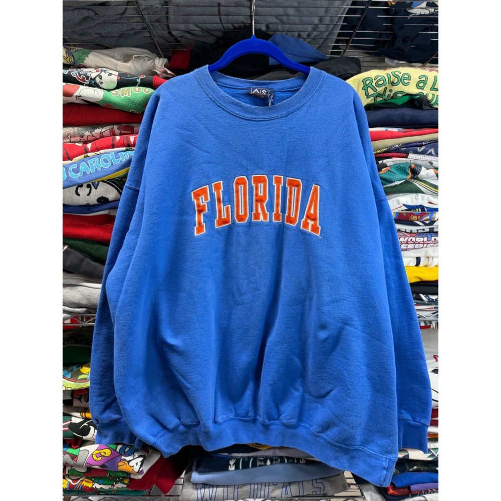 Vintage 90s Florida Gators Crewneck Sweatshirt Blue Orange Embroidered XL fire